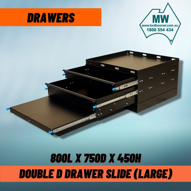 (2 Sizes Available) Double D Camping Drawer Slide-Black-2