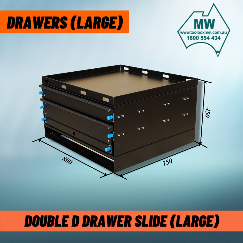 (2 Sizes Available) Double D Camping Drawer Slide-Black-4