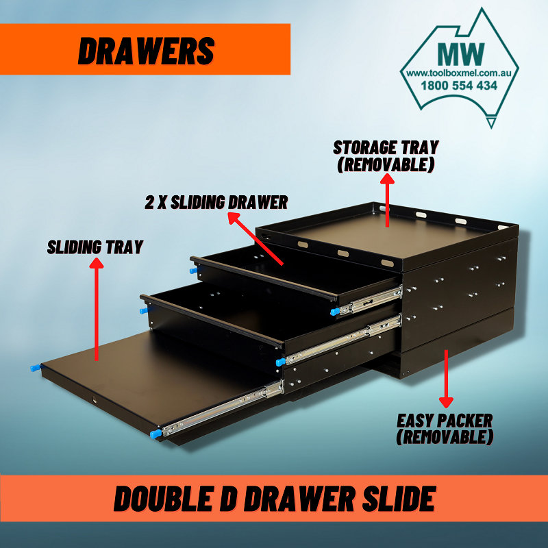 (2 Sizes Available) Double D Camping Drawer Slide-Black-7